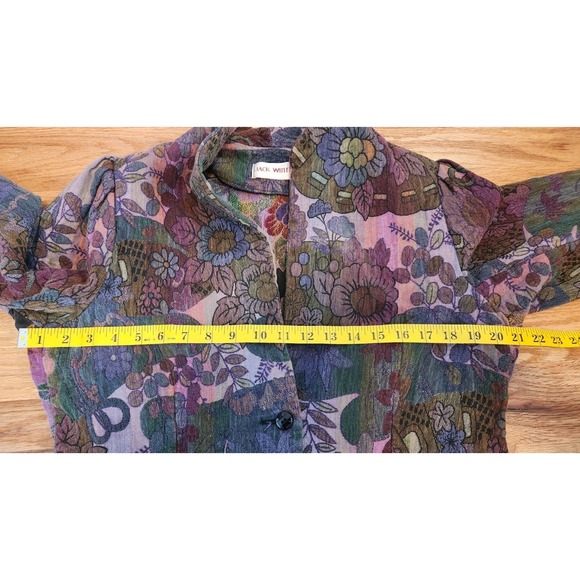 VTG Jack Winter Tapestry Blazer Jacket Floral Multicolor Boho Artsy Women's Lg - Picture 7 of 8